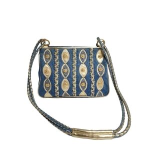 WARREN REED DENIM AND GOLD CROSSBODY/SHOULDER BAG